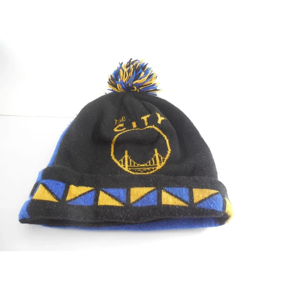 Mitchell & Ness NBA Golden State‎ Warriors Beanie Knit Hat Winter Pom Reversible